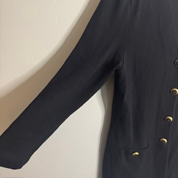 St. John By Marie Gray Long Black Button From Cardigan Sweater Gold Buttons - Picture 5 of 7